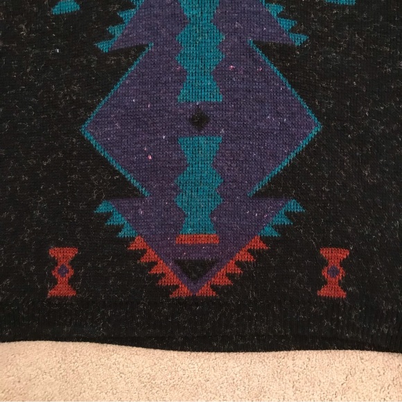 Vintage 80s Crewneck Sweater Womens XL Black Acrylic High Collar Fuzzy USA Made - Picture 6 of 7